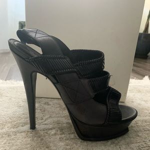 YSL Vintage three strap platform sandal black sz39